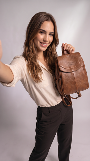 Women's Italian Genuine Leather Backpack - Eco
