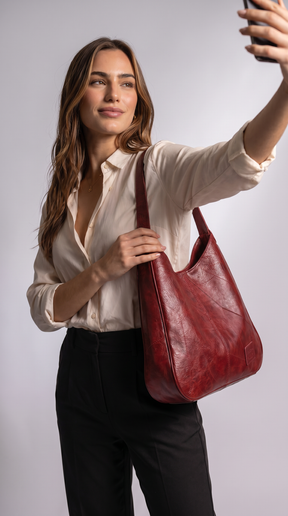 Women's Genuine Leather Hobo Bag - Berlim