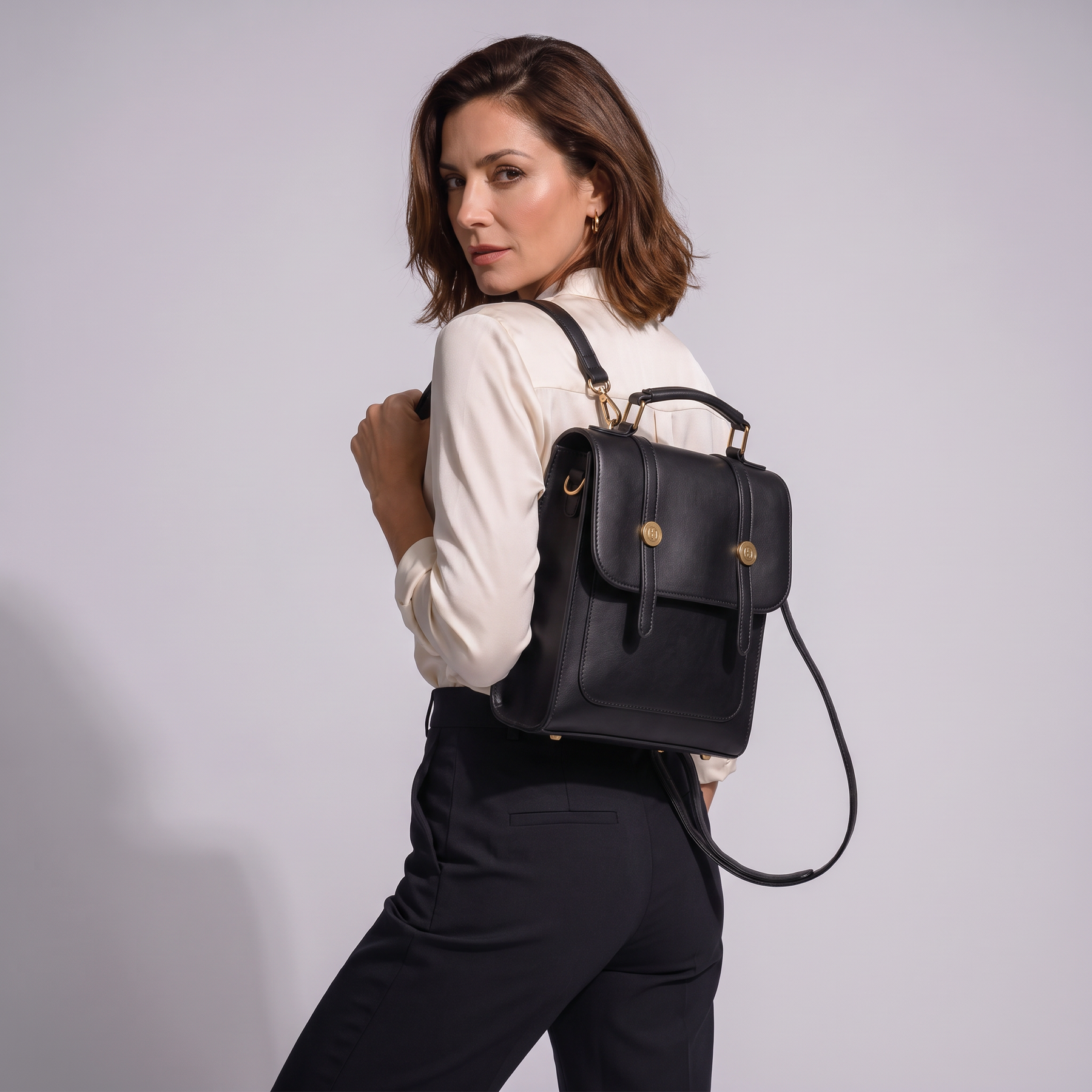 Women's Genuine Leather Mini Backpack - Poppy