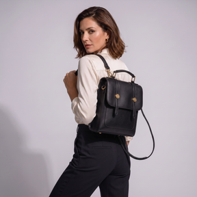Women's Genuine Leather Mini Backpack - Poppy