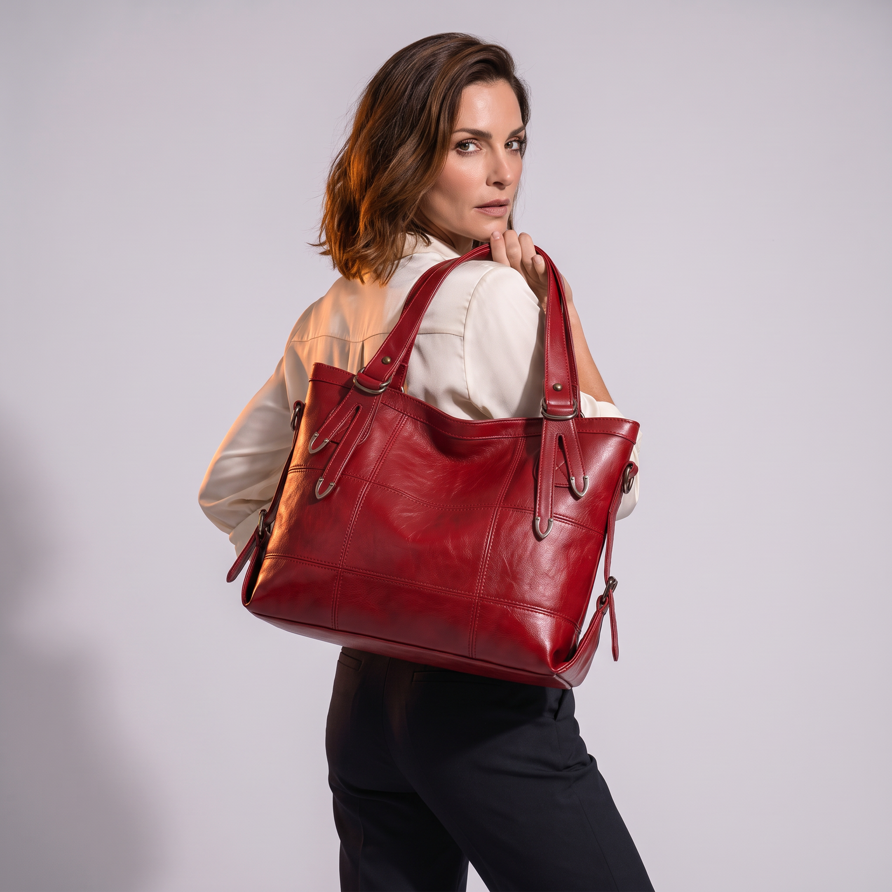 Women's Genuine Leather Tote Bag - Elegance