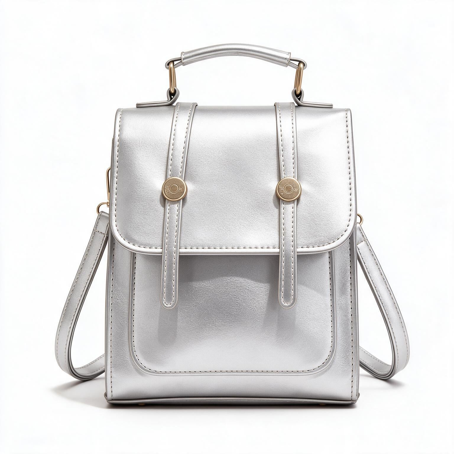 Women's Genuine Leather Mini Backpack - Poppy